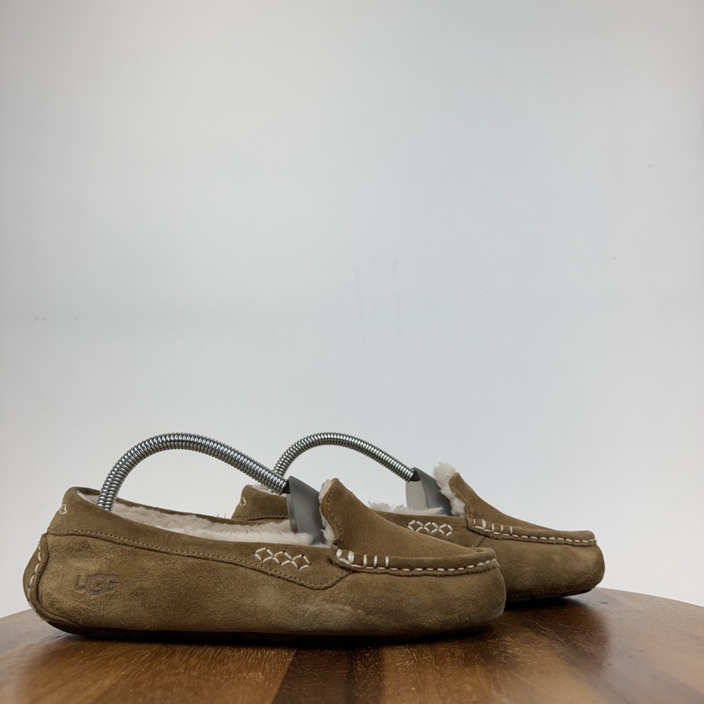 Womens‎ Ugg Ansley Chestnut Suede Wool Lined Comfort Loafers Slippers Size 8 M